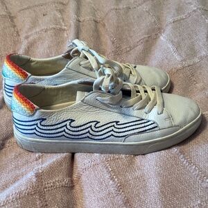 Soludos Women’s White and Blue Wave Sneakers